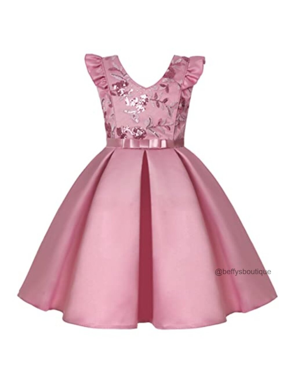 Knee-Length Girls Princess Dress, Sleeveless Formal Ruffle Party Gown
